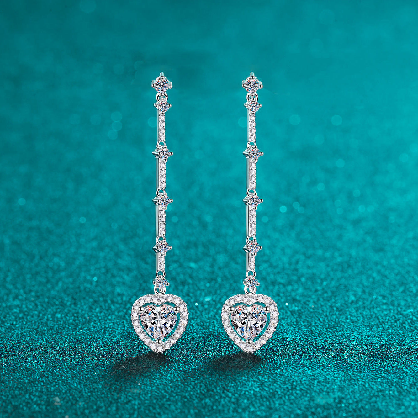2-carat Moissanite Zircon Heart-shaped Earrings, Shining Brilliantly