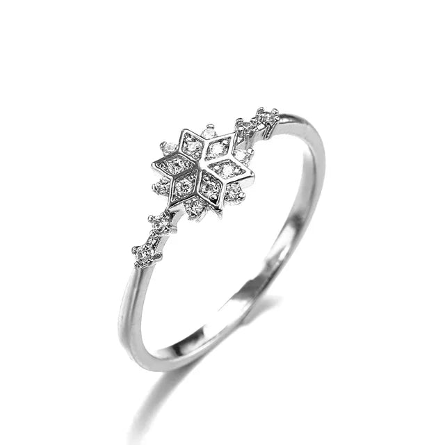 Snowflake Ring 14K Gold Plated Minimalist Gold and Silver