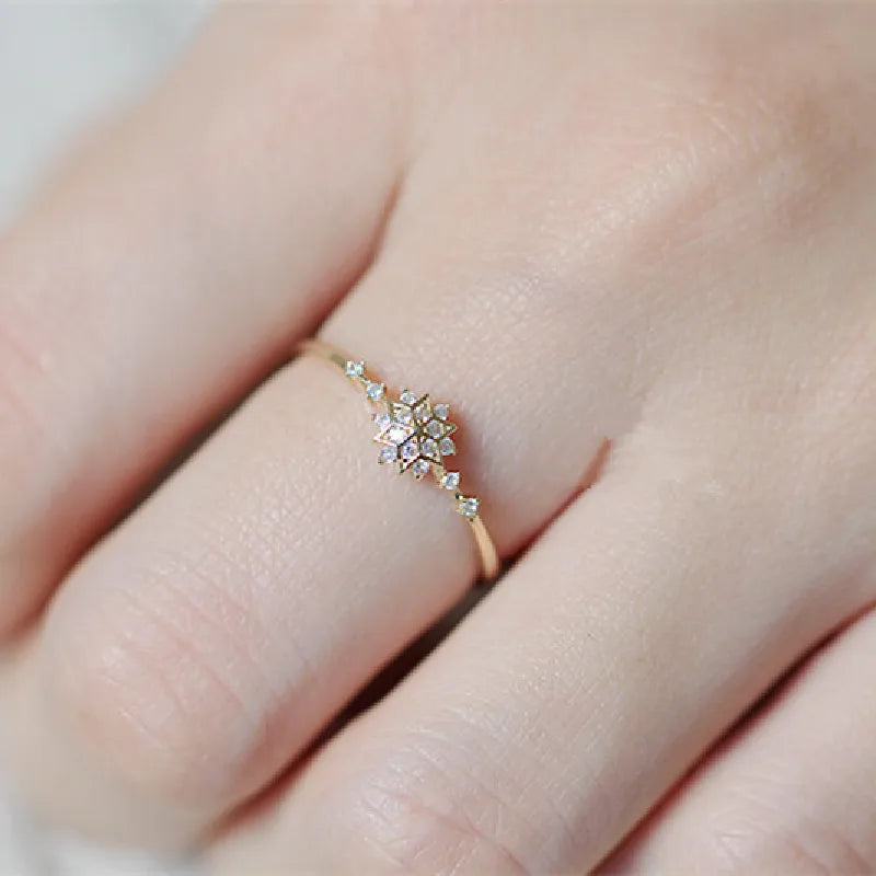 Snowflake Ring 14K Gold Plated Minimalist Gold and Silver