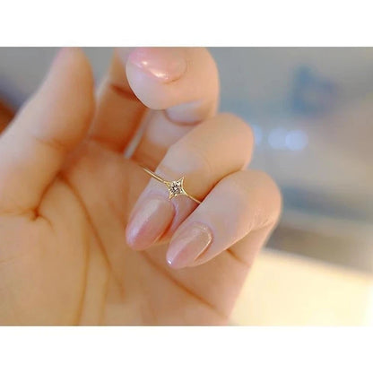 Single zircon ring, minimalist geometric slim ring accessory jewelry