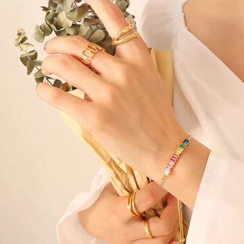 Zirconium titanium steel bracelet, colored vintage, minimalist