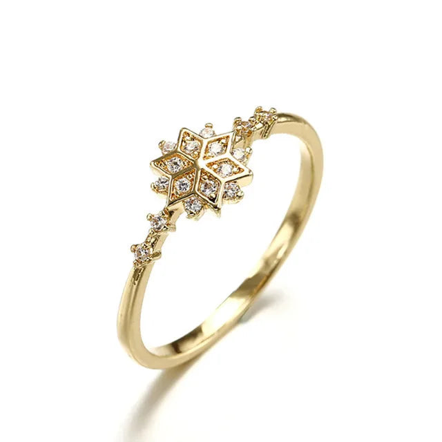 Snowflake Ring 14K Gold Plated Minimalist Gold and Silver