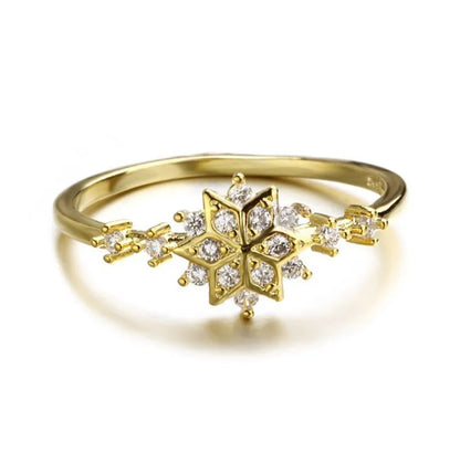 Snowflake Ring 14K Gold Plated Minimalist Gold and Silver