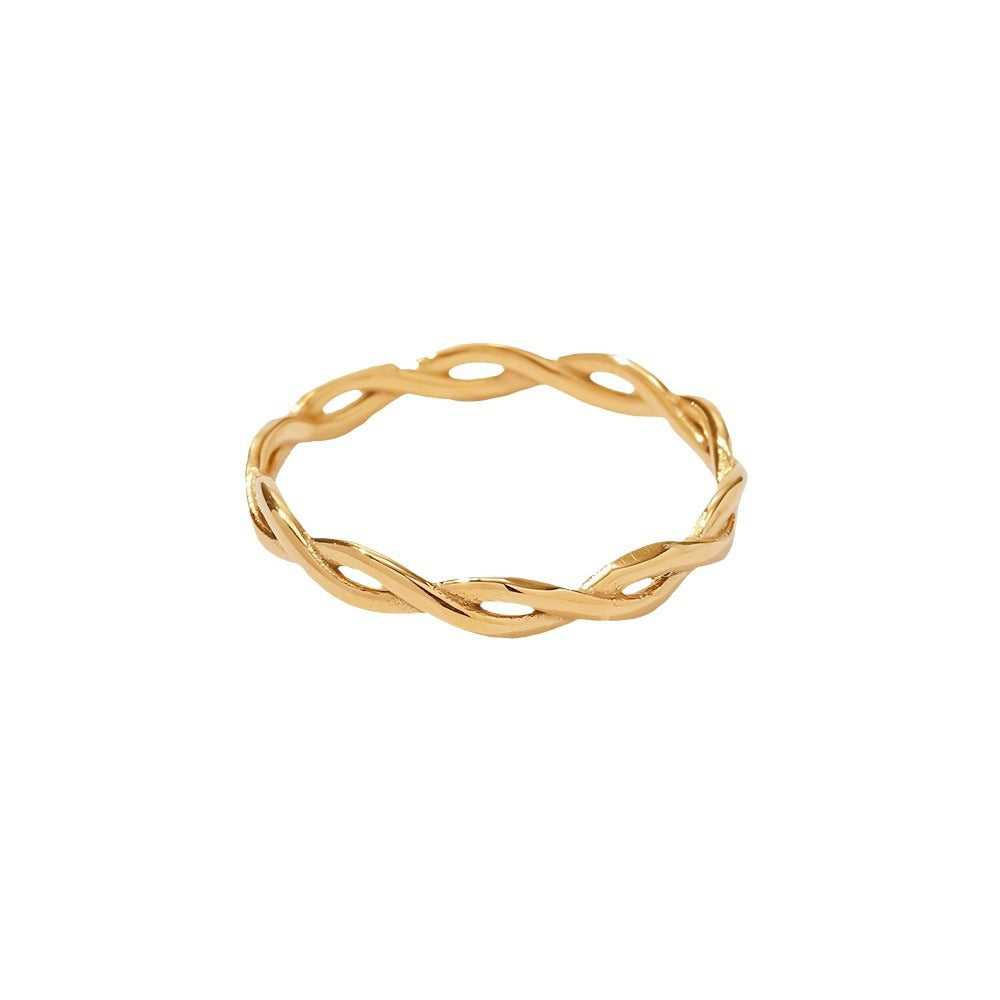 Euro-American twisted linear geometric hollow stacked ring