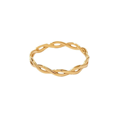 Euro-American twisted linear geometric hollow stacked ring