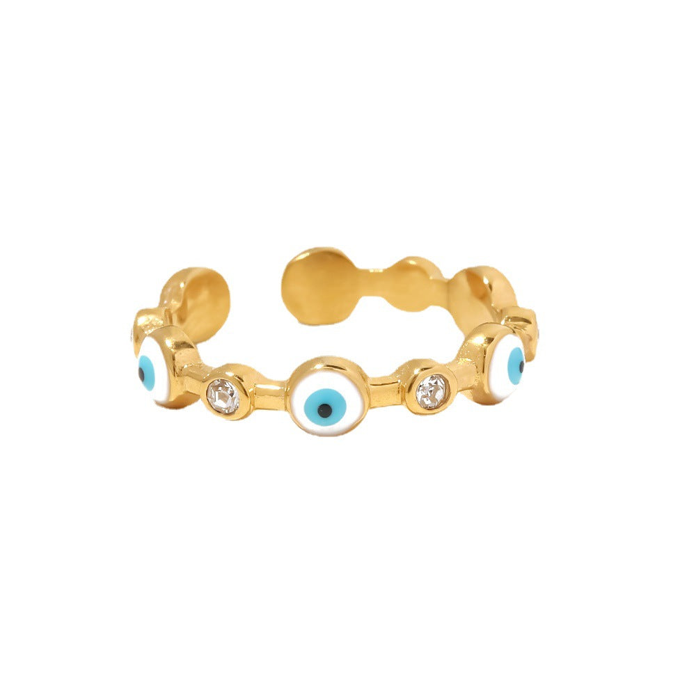 18K Gold-Plated Stainless Steel Evil Eye Opening Ring