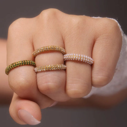 Zircon Light Luxury Ring Stainless Steel PVD Plated Finger Ring Jewelry