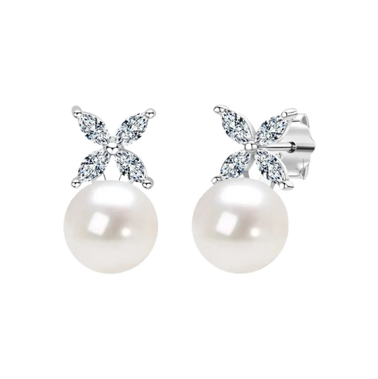 Fashionable Freshwater Pearl Earrings Round Bulb Earrings